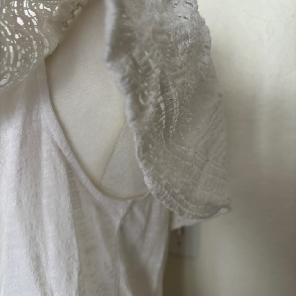 Lucky Brand White Ruffled Bib Collar Blouse - Picture 8 of 10